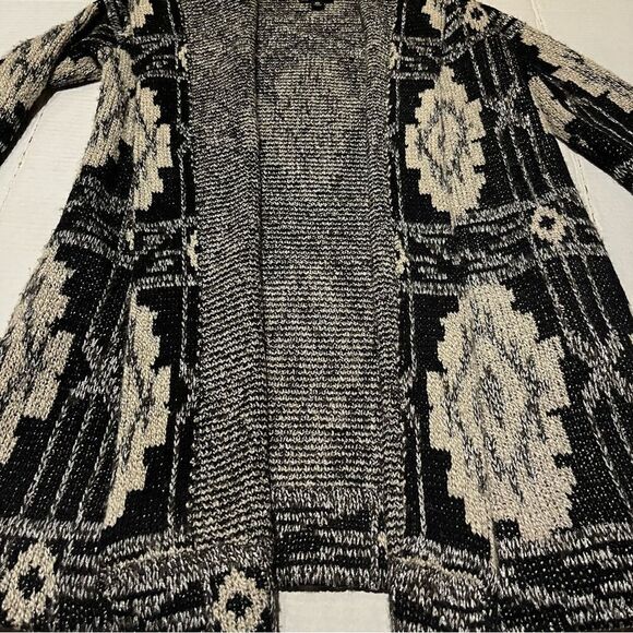 Lucky Brand Women's Open Front Long Cardigan Sweater Size XS Black and silver - Picture 6 of 9